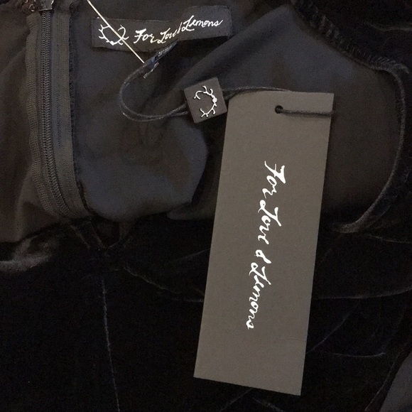 New FOR LOVE & LEMONS Collette Black Velvet Midi Dress Size Large - Picture 8 of 10
